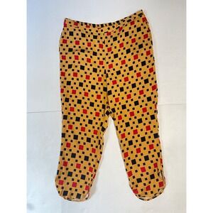 Vintage 90s Baggy Geometric Pants Yellow Red Black Abstract‎ Rayon Comfy Fit